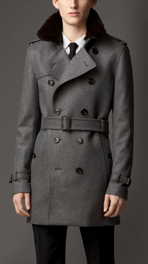 mens burberry fur collar trench coat|Burberry trench coat men price.